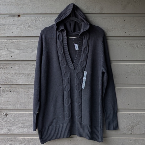 NWT Old Navy Solid Black Cable Knit Pullover Hoodie Sweater Size XXL - Picture 6 of 6